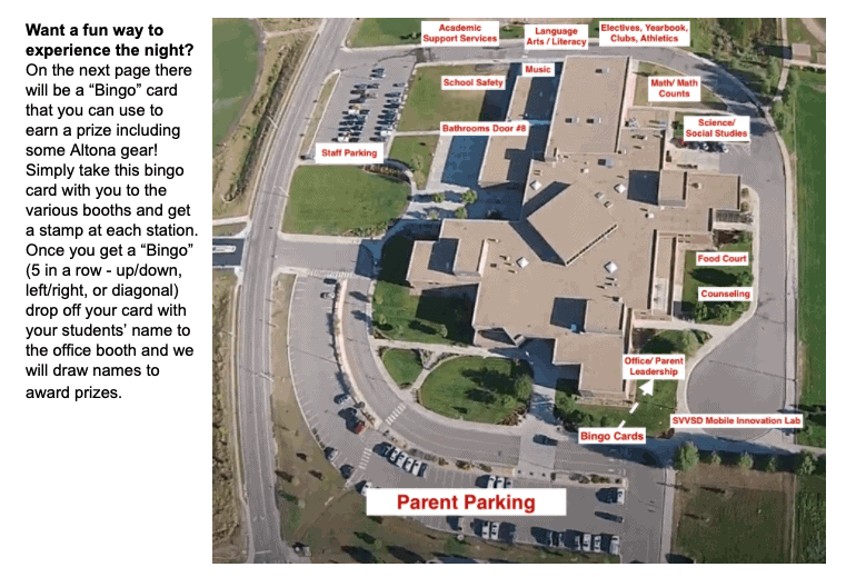 School map that shows where each department will be located.