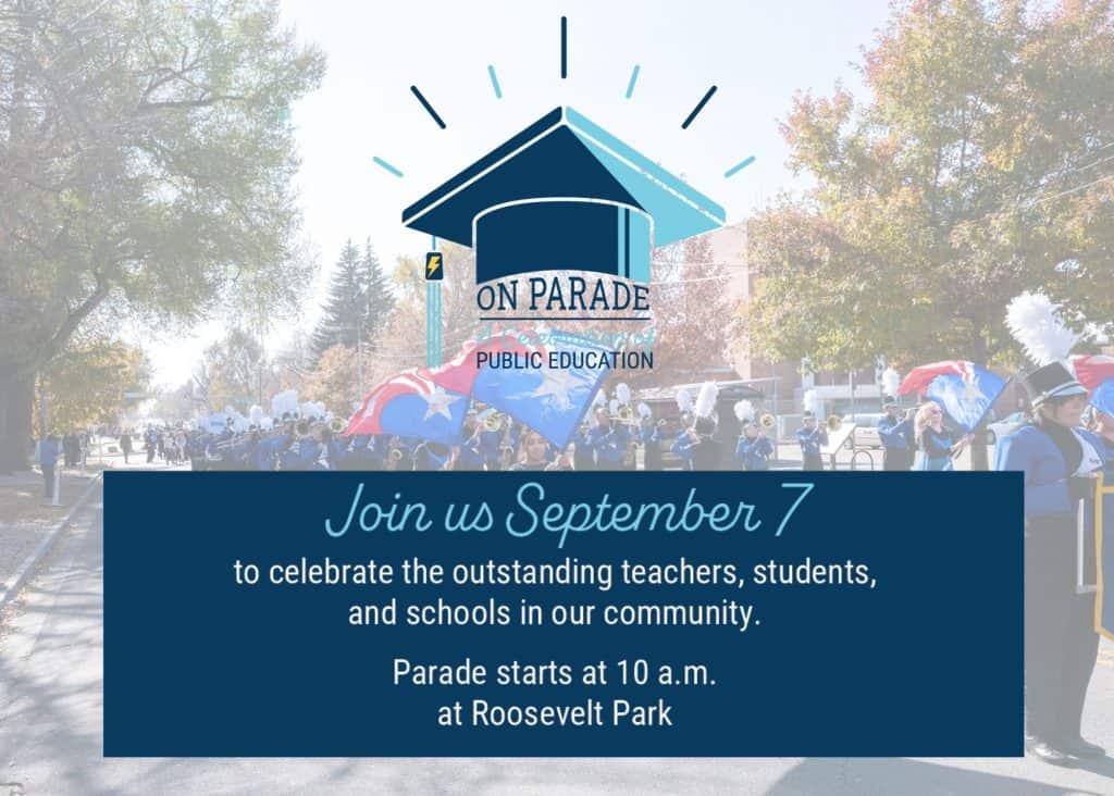 St. Vrain on Parade. Join Us September 7th, 2024, to celebrate the outstanding teachers, students, and schools in our community. Parade starts at 10 a.m. at Roosevelt Park in Longmont. 