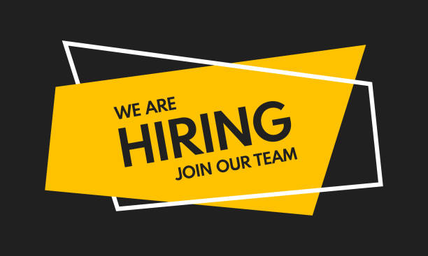 Yellow banner with bold text stating "We Are Hiring" and "Join Our Team" on a dark background.
