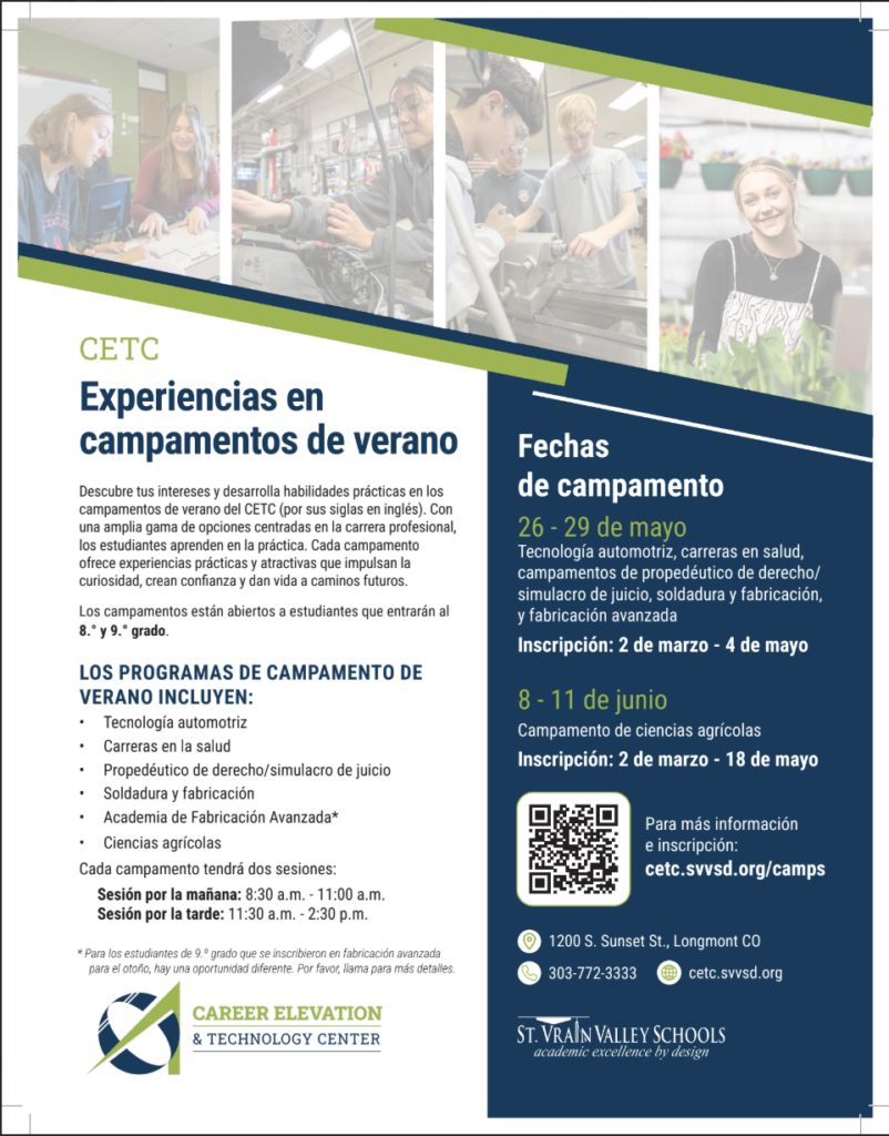 CETC summer camps for grades 8-9 include hands-on programs in automotive technology, health careers, and more.