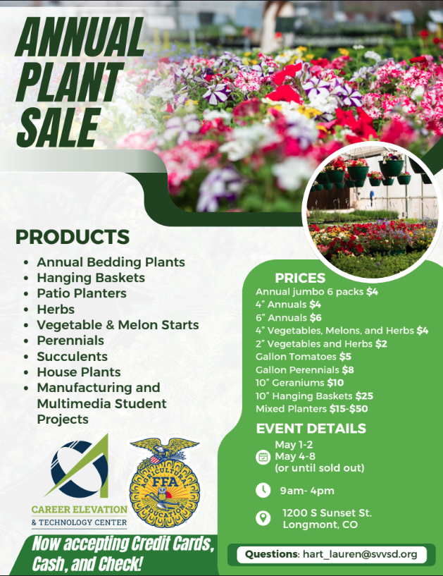 Image of a flyer advertising an annual plant sale with product details, prices, and event information.